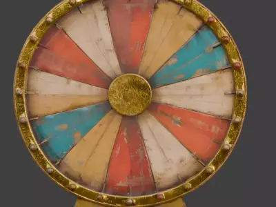Vintage Circus Spinning Prize Wheel 3D Model Low-poly 3D model