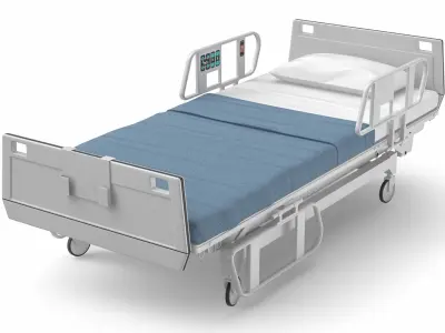 Hospital Bed With IV And Blood Stand Collection 3D model