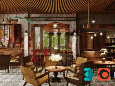 interior design of the coffee 3D model