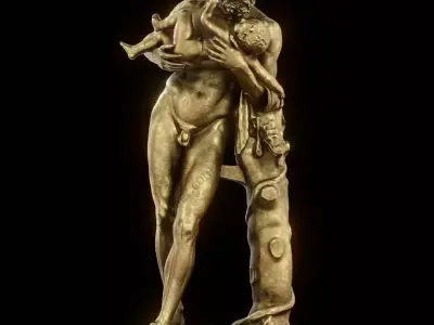 Brass Silenus And Baby Dionysus Free 3D model