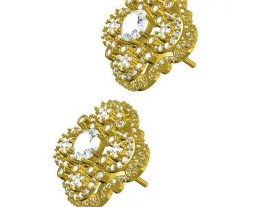 Antique Floral Design Art Deco Diamond Earring 3D print model