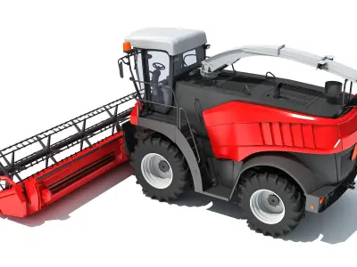Red Combine Harvester 3D model get