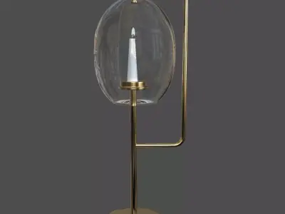 candle set 3 gold and glass lamp with in it Free 3D model