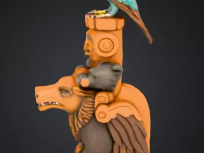 Totem Wilka Ptaka Low-poly 3D model