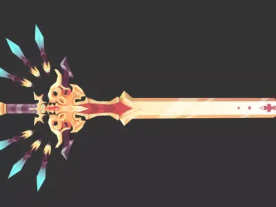 Danbee360 Lowpoly Handpaint Texture-Sword Low-poly 3D model
