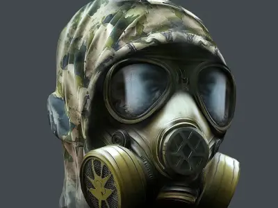 Gas mask helmet 3d model military combat Low-poly 3D model Low-poly 3D model 2