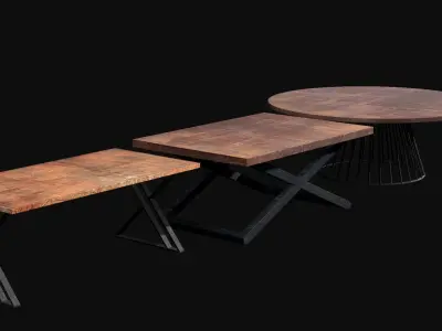 Rusty Broken Table Low-poly 3D model