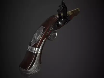 George Washington Flintlock Pistol Low-poly 3D model