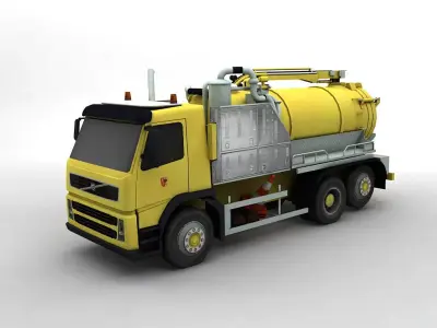 Industrial Vacuum Truck Volvo Low-poly 3D model