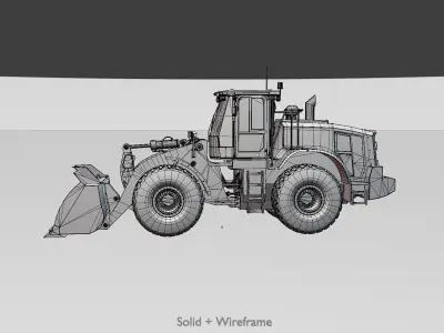 Wheel Loader blue Low-poly 3D model