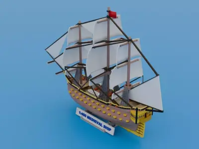 Medieval Ship Low-poly 3D model purchase