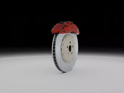 High Poly 6-Pot Brake System Free 3D model
