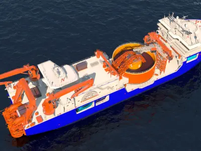 Cable Layer Vessel Blue 3D model