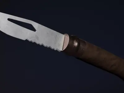 Bushcraft Survival Knife with Ring Lock - Animated Game-Ready  Low-poly 3D model