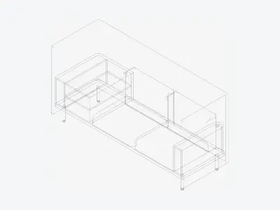 Sofa - Contemporary - Flame - Corner Shelf - Left Low-poly 3D model