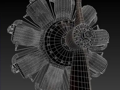  Airplane radial engine and propeller  3D model