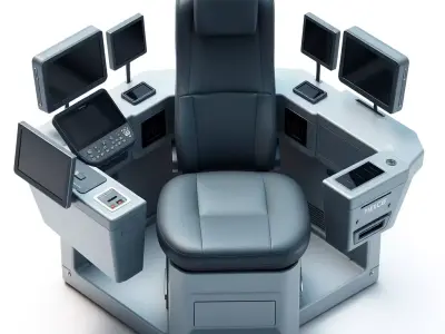 Futuristic SciFi Control Station Low-poly 3D model