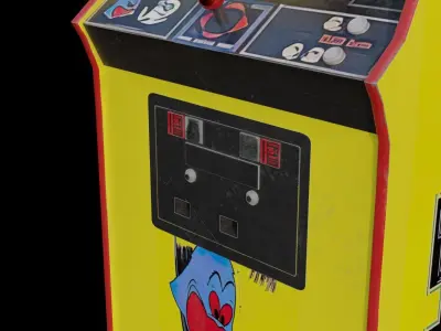 Retro Pac Man Arcade Machine 8K and 4K Textures Low-poly 3D model