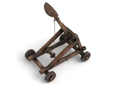 Medieval Wooden Catapult 3D model