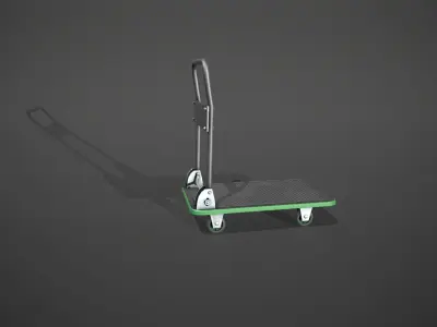 Folding Platform Truck - Trolley - Green Accents Low-poly 3D model