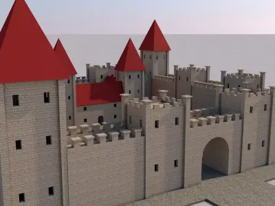Medieval Castle Low-poly 3D model 4