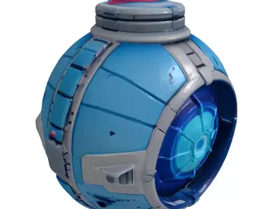 Futuristic Plasma Grenade with Blue Core 3D model