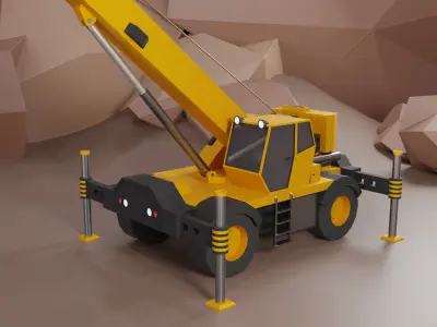 Rough Terrain Crane Heavy Vehicle Low-poly 3D model