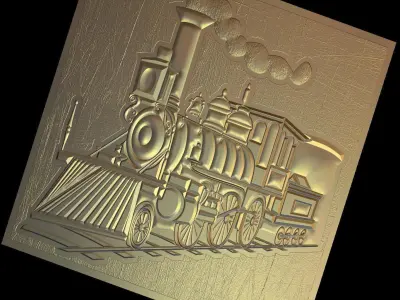 Steam locomotive Suitable for embossing Hot Foil Technique 3D model