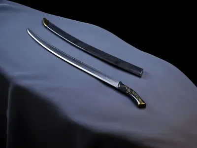 Sword and Scabbard - Elven Low-poly 3D model