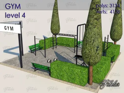 Gym Level Low-poly 3D model 3