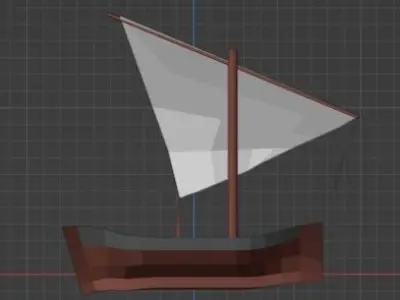 Dhow arab small ship Low-poly 3D model
