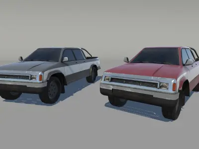 Pickup trucks Low-poly 3D model