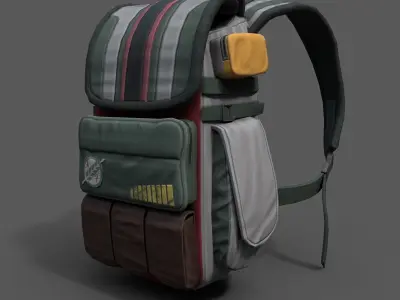 Human Backpack scifi military  Low-poly 3D model