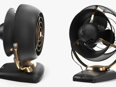 Vintage Desk Fan Black Gold 3D model