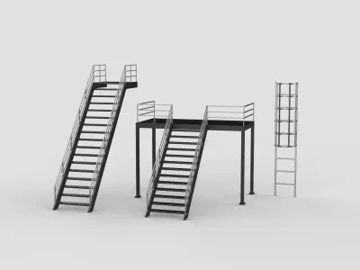 modular industrial stairs  3D model