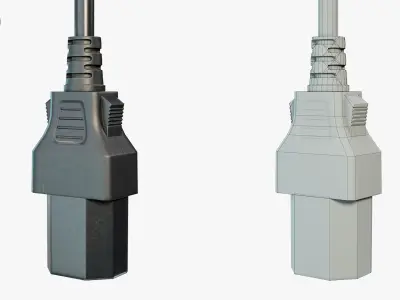 IEC C13 Female Plug Low-poly 3D model