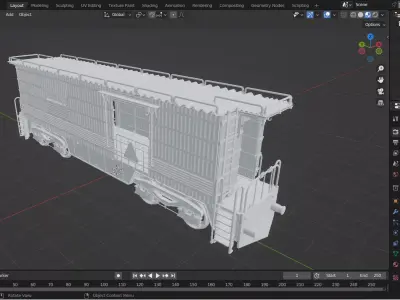 Industrial Railway Maintenance Wagon Low-poly 3D model