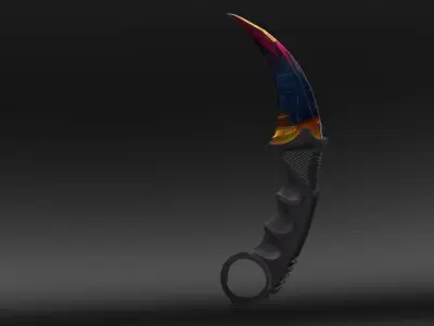 Karambit Knife Colorful Diamonds Style Low-poly 3D model