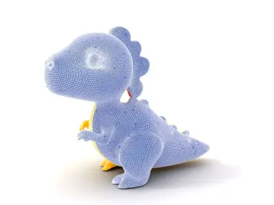 Vibrant canaryyellow cartoon allosaurus with babylike feature... Low-poly 3D model