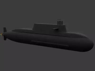North Korean New ballistic missile submarine Low-poly 3D model