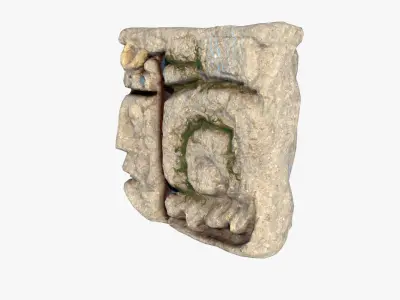Mayan face ancient sculpture Low-poly 3D model