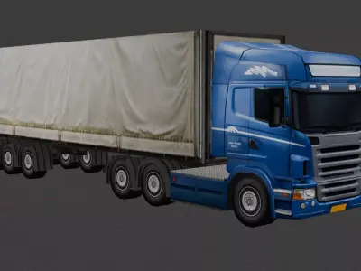transport truck Heavy  semi  Truck European Cargo Semi Truck 3D Model Pack