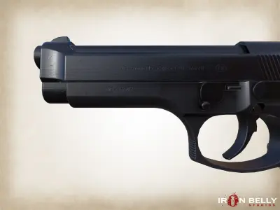 AAA FPS Beretta M9 Pistol Game-Ready Low-poly 3D model