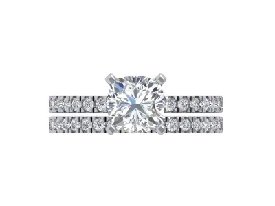 Solitair Ring Bridal Set 3D print model 60