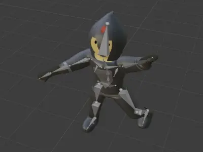 set of medieval warriors Low-poly 3D model