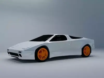 Low Poly Car with orange wheels Free low-poly 3D model