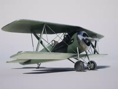 Military Biplane  Low-poly 3D model