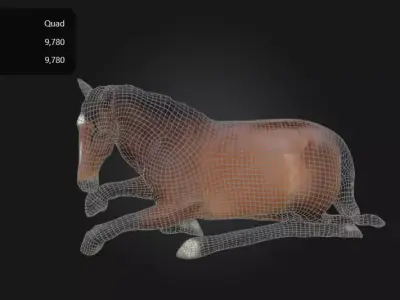 a horse sitting on the ground Low-poly 3D model