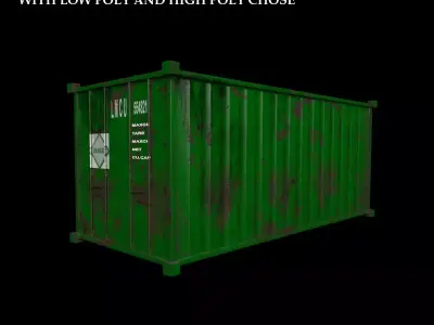 Container-green PBR shipping container Low-poly 3D model
