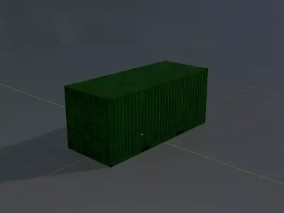 Freight-Container Yellow-Green 20ft Low-poly 3D model